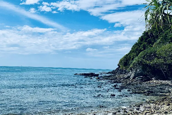 高清摄影 背景中有水的一块岩石海滩