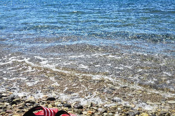 高清摄影 岩石海滩上的一双红鞋