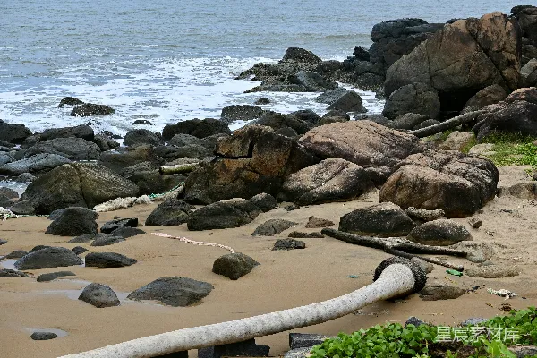高清摄影 海滩上一条管道紧挨着海边沙滩上