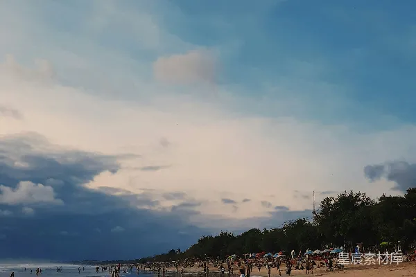 高清摄影 有人和树的海滩