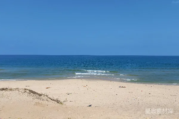 高清摄影 背景是蓝色海洋的一片金色沙滩