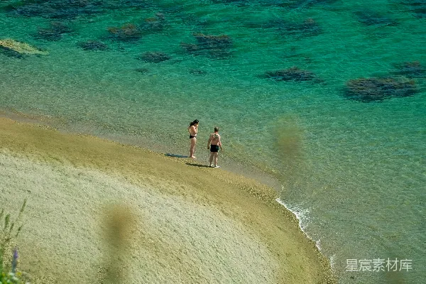 高清摄影 几个人在沙滩上站立着。