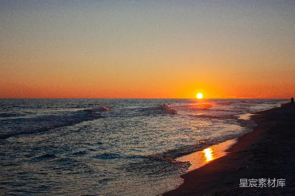 高清摄影 海滩上的夕阳