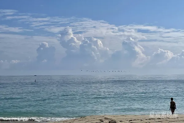 高清摄影 海边一个站在沙滩上的身影