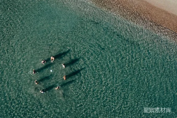 高清摄影 一群人在海里游泳