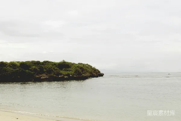 高清摄影 白天海边绿色和棕色岩石的形成场景