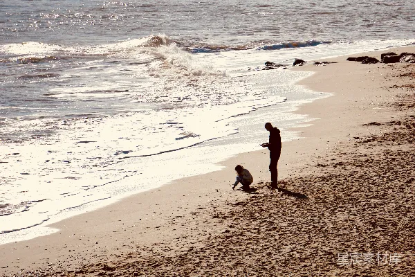 高清摄影 两人在白天海滩上站立。