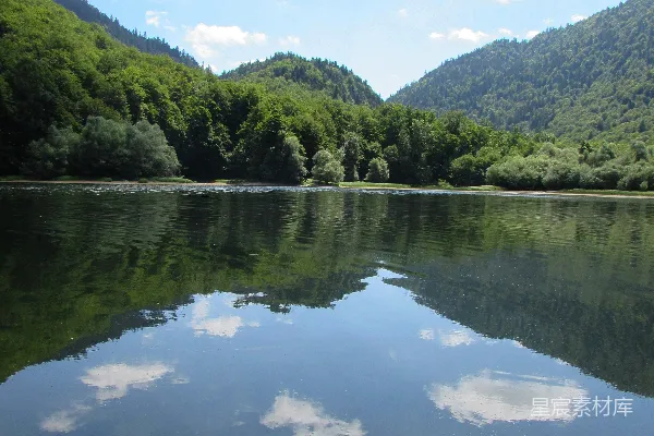 高清摄影 白天湖和森林山