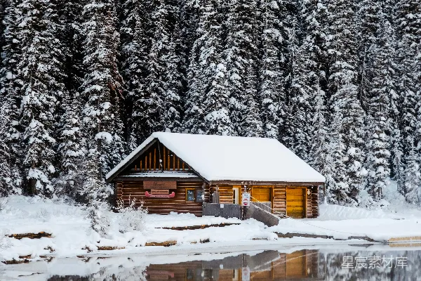 高清摄影 雪中的小屋
