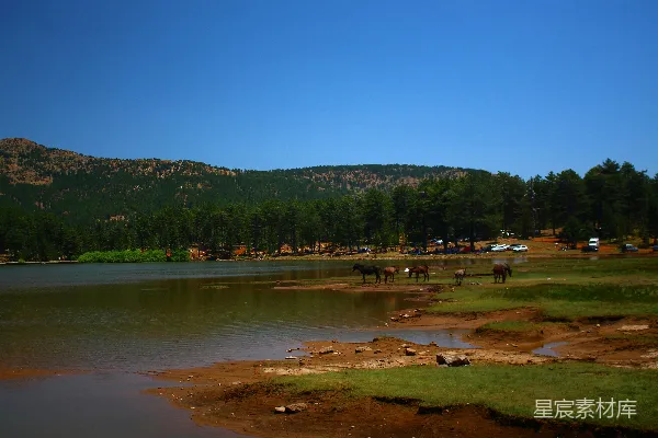 高清摄影 背景中有山的一片湖景