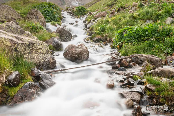 高清摄影 一条流经葱郁山谷的溪流