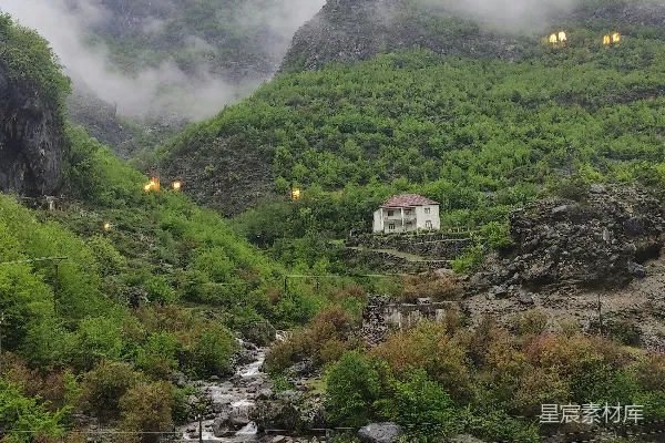 高清摄影 山坡上的房子