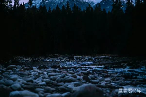 高清摄影 河边有岩石和树木的背景。
