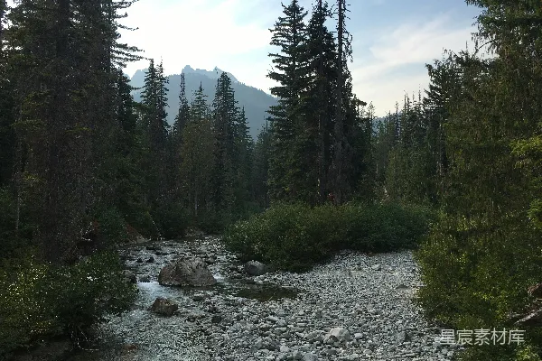 高清摄影 绿树点缀在岩石间的蓝天下的白天景象