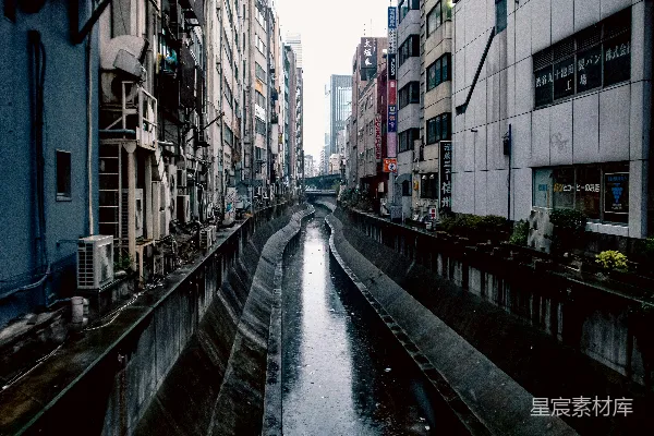 高清摄影 建筑间的运河