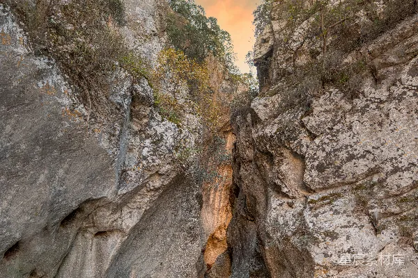 高清摄影 一条河流穿过一块岩石嶙峋的峡谷旁边环绕着一片森林