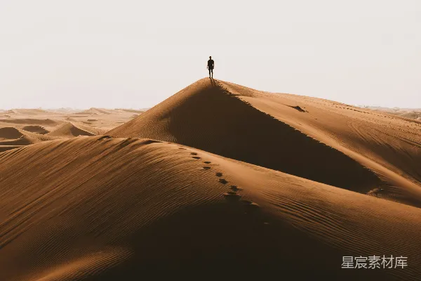 高清摄影 白天人在沙漠中行走