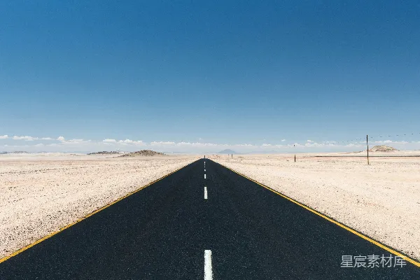 高清摄影 沙漠中一条空旷的道路