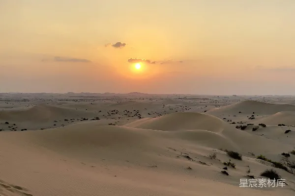 高清摄影 夕阳西下在沙丘之上
