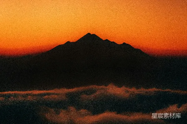 高清摄影 夕阳下的山影