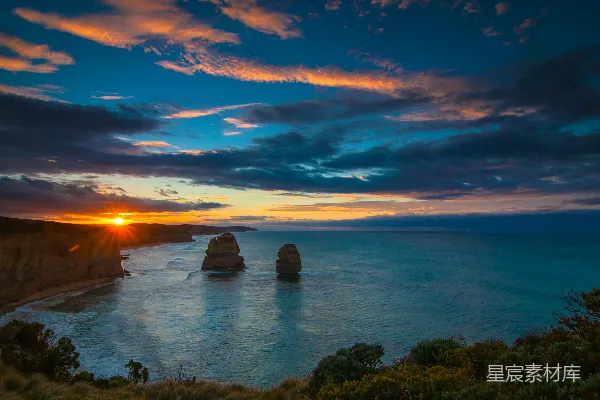 高清摄影 夕阳下的蓝海洋水