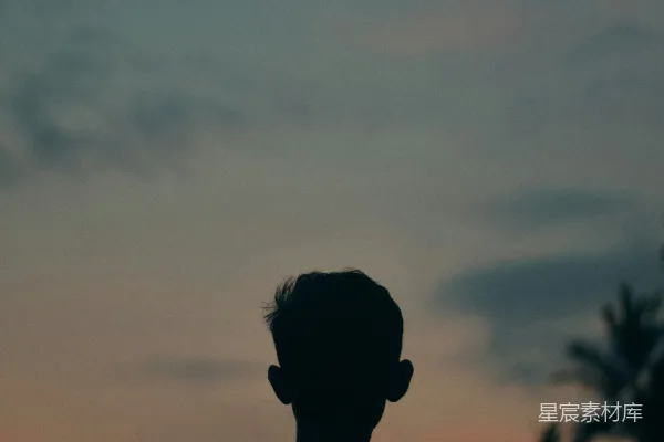 高清摄影 夕阳下站立的人的轮廓