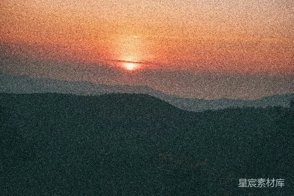 高清摄影 夕阳下的山影