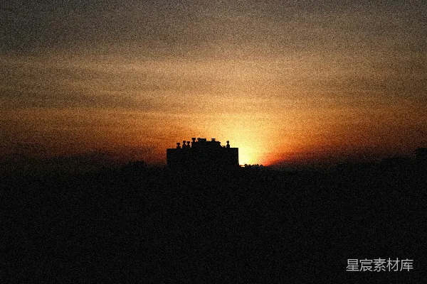 高清摄影 夕阳西下，城市天际线。