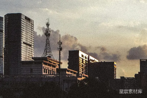 高清摄影 有高大建筑物和一座广播电视塔的城市