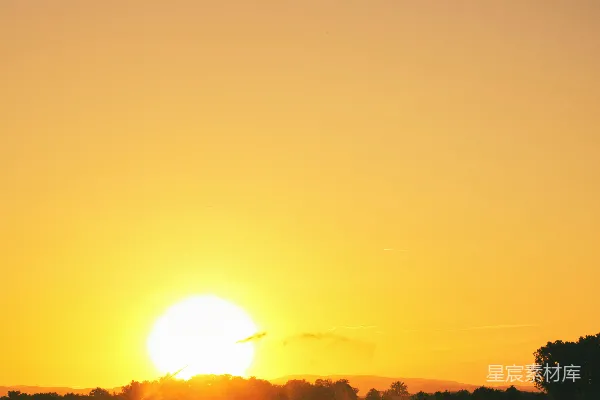 高清摄影 夕阳映照在一片草地上。
