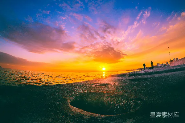 高清摄影 夕阳下的水面