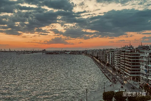 高清摄影 夕阳下的海滩与水面美景