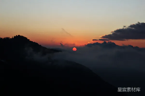 高清摄影 云海日落山影暮色风景