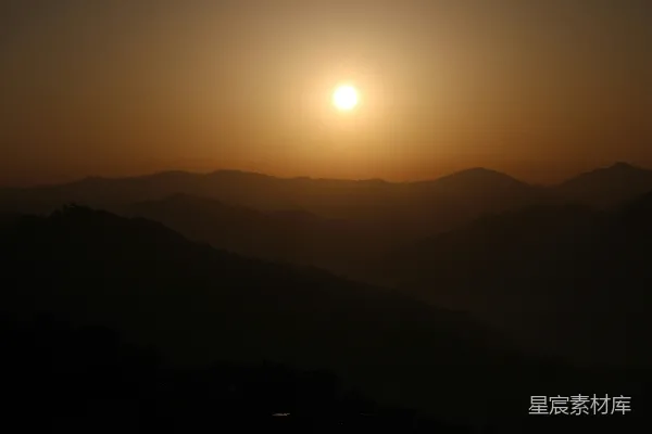 高清摄影 山间夕阳