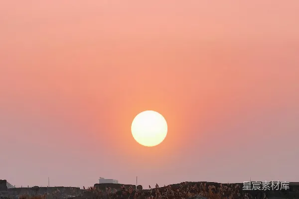 高清摄影 背景中的橙色夕阳