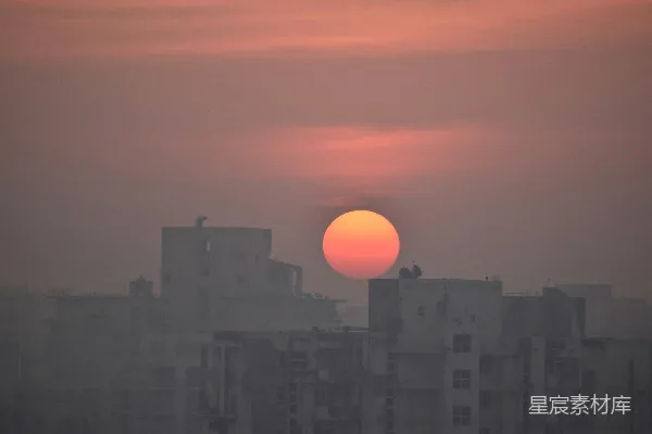 高清摄影 建筑群中的日落