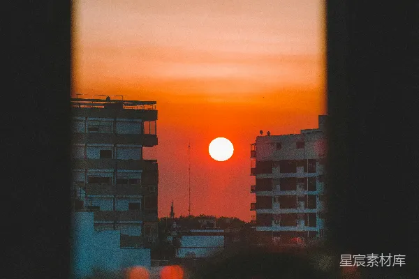 高清摄影 夕阳下的城市轮廓