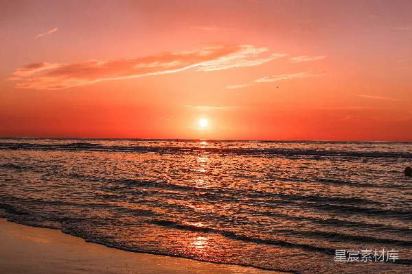 高清摄影 夕阳下的海岸