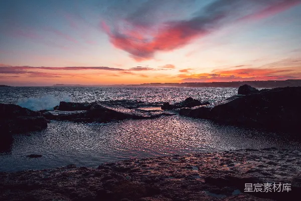 高清摄影 夕阳下的沙滩美景