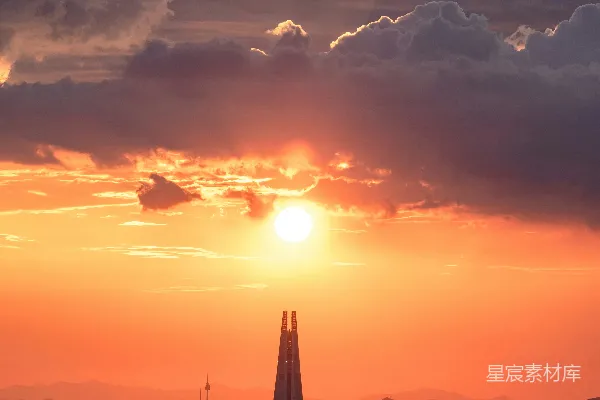高清摄影 夕阳下的城市景色