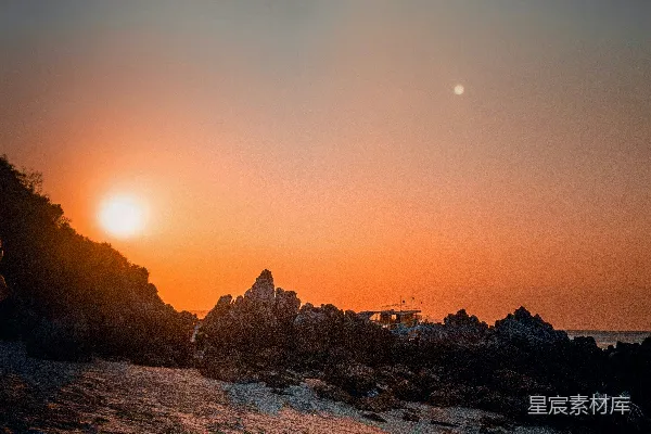 高清摄影 夕阳下山的轮廓