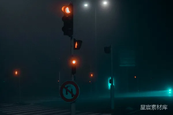 高清摄影 夜晚的红绿灯