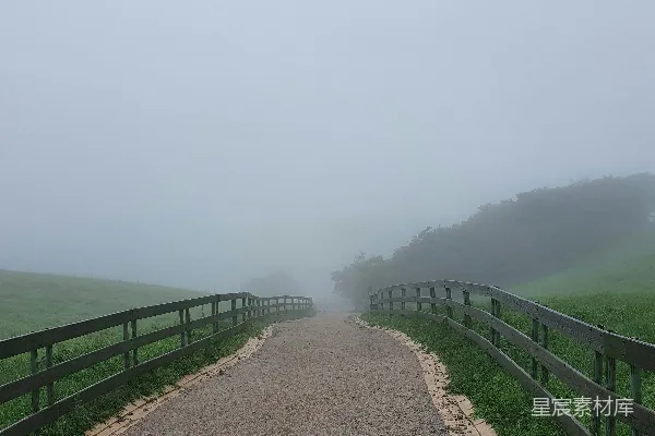 高清摄影 雾蒙蒙的一天在乡村小路上
