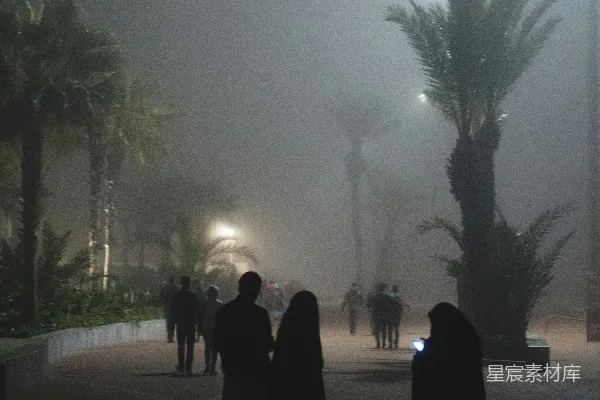 高清摄影 一群人在夜晚的街道上站立
