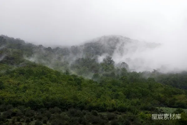 高清摄影 笼罩在雾和低层云中的山峦