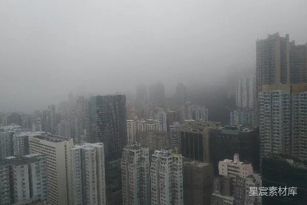 高清摄影 雾中城市建筑风景
