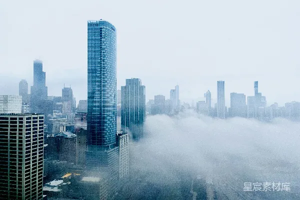高清摄影 雾中城市的景象