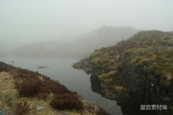 高清摄影 围绕着草地和岩石的水域