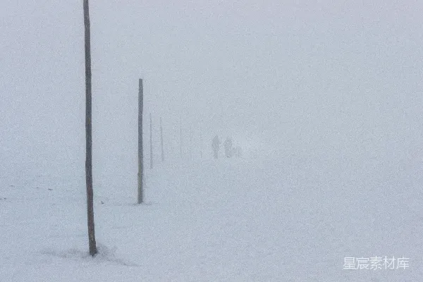 高清摄影 一群人在一条覆着白雪的小道上行走