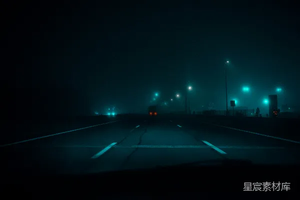 高清摄影 路两旁有灯光照明